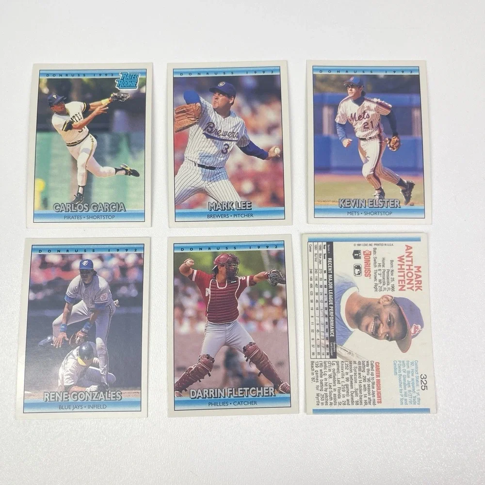 1992 Donruss Baseball Cards Set Of 6 Garcia Lee Elster Gonzalez Fletcher Whiten
